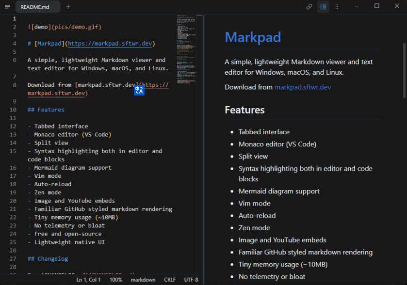 Windows Markpad Markdown阅读器与文本编辑器_v2.6.3
