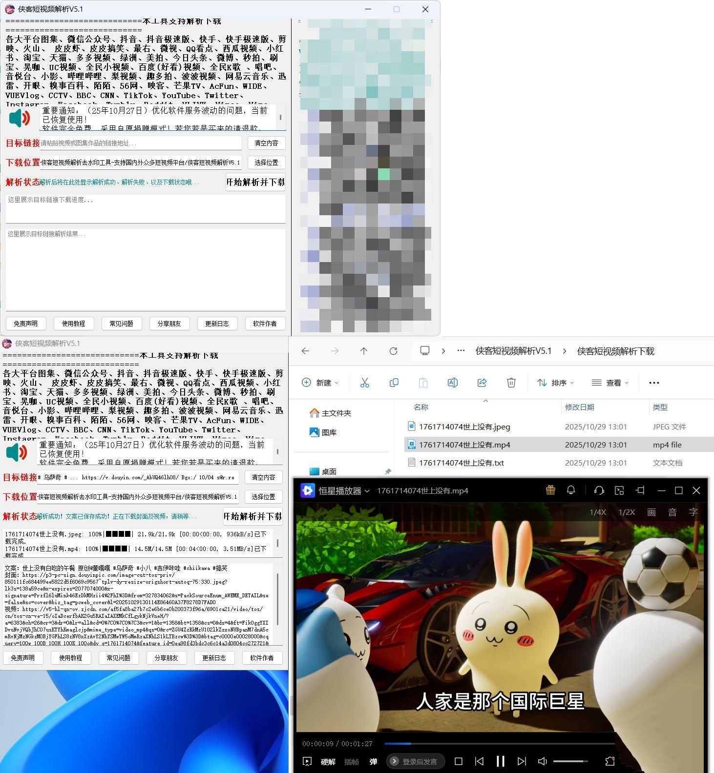 侠客多平台短视频解析去水印工具 V5.1-达令博客
