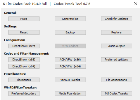 Windows K-Lite Codec Pack Mega 影音格式解码器_v19.4.0-达令博客